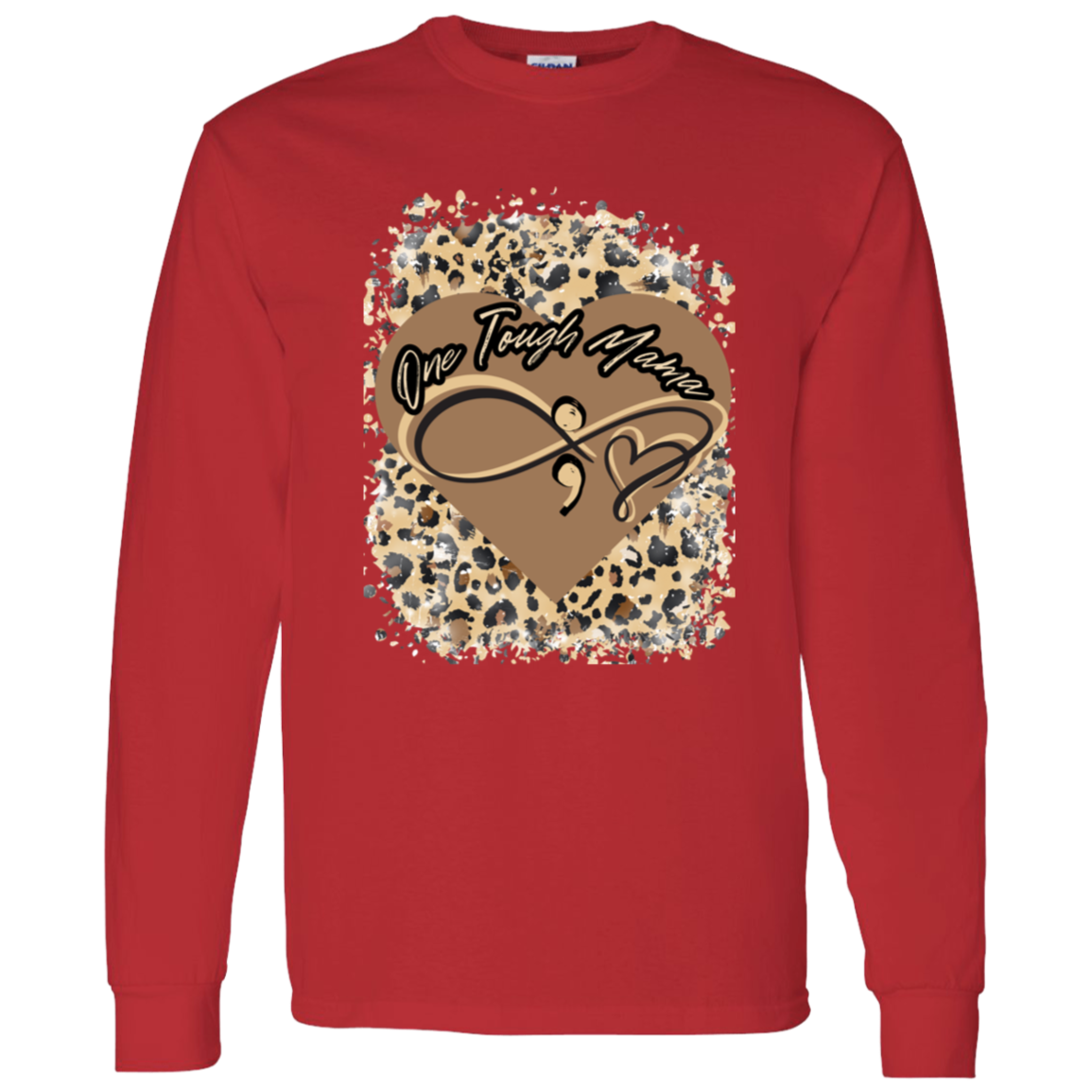 ONE TOUGH MAMA LEAPORD PRINT LADIES L/S TSHIRT