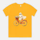 Cute Ghost Fall Tshirt/ Ghost on Bicycle/Soft Comfort Colors Tee/ Many Colors / Bella Canvas