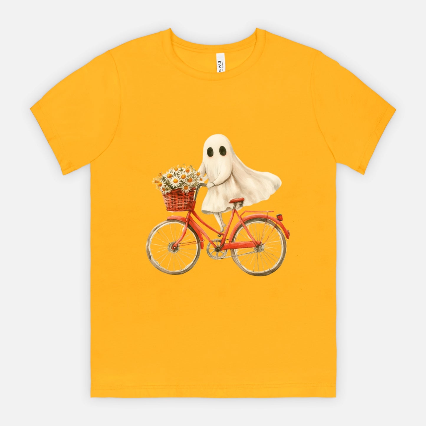 Cute Ghost Fall Tshirt/ Ghost on Bicycle/Soft Comfort Colors Tee/ Many Colors / Bella Canvas
