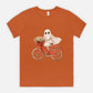 Cute Ghost Fall Tshirt/ Ghost on Bicycle/Soft Comfort Colors Tee/ Many Colors / Bella Canvas