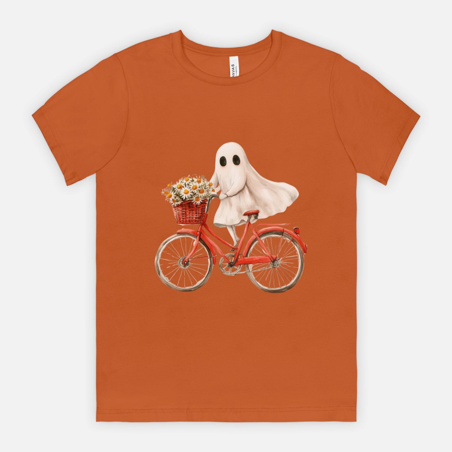 Cute Ghost Fall Tshirt/ Ghost on Bicycle/Soft Comfort Colors Tee/ Many Colors / Bella Canvas