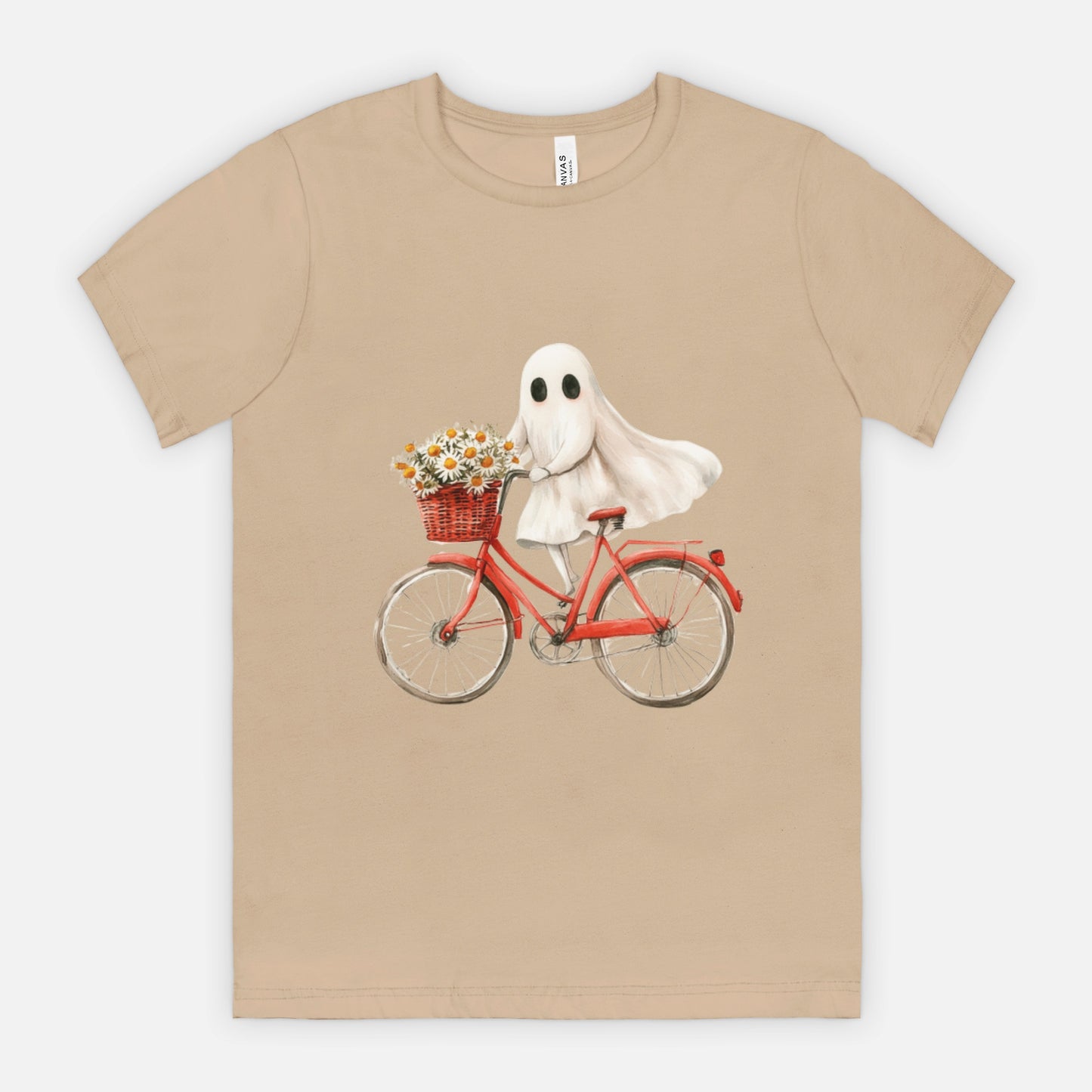 Cute Ghost Fall Tshirt/ Ghost on Bicycle/Soft Comfort Colors Tee/ Many Colors / Bella Canvas