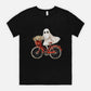 Cute Ghost Fall Tshirt/ Ghost on Bicycle/Soft Comfort Colors Tee/ Many Colors / Bella Canvas