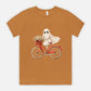 Cute Ghost Fall Tshirt/ Ghost on Bicycle/Soft Comfort Colors Tee/ Many Colors / Bella Canvas