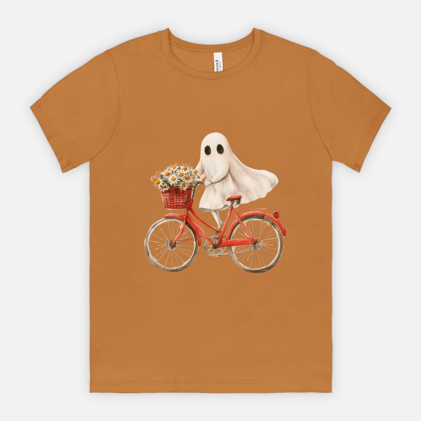 Cute Ghost Fall Tshirt/ Ghost on Bicycle/Soft Comfort Colors Tee/ Many Colors / Bella Canvas