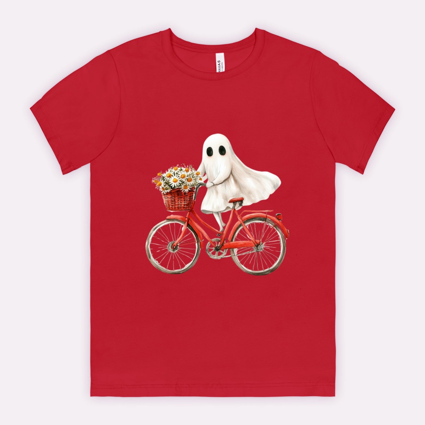Cute Ghost Fall Tshirt/ Ghost on Bicycle/Soft Comfort Colors Tee/ Many Colors / Bella Canvas