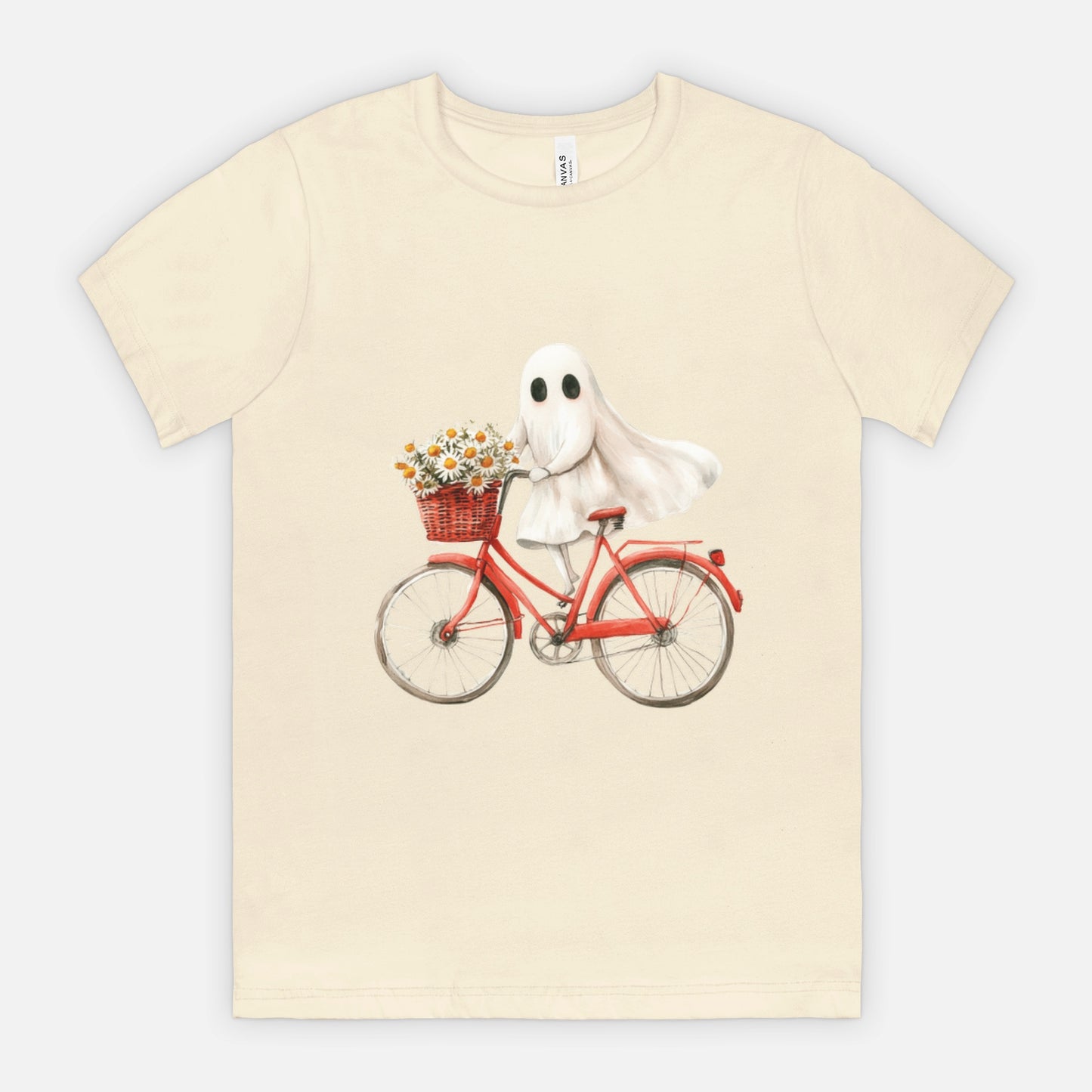 Cute Ghost Fall Tshirt/ Ghost on Bicycle/Soft Comfort Colors Tee/ Many Colors / Bella Canvas