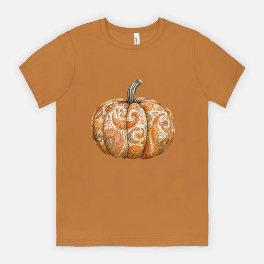 Ladies Elegant Paisley Pumpkin Tshirt Fall Colors Bella Canvas Tees