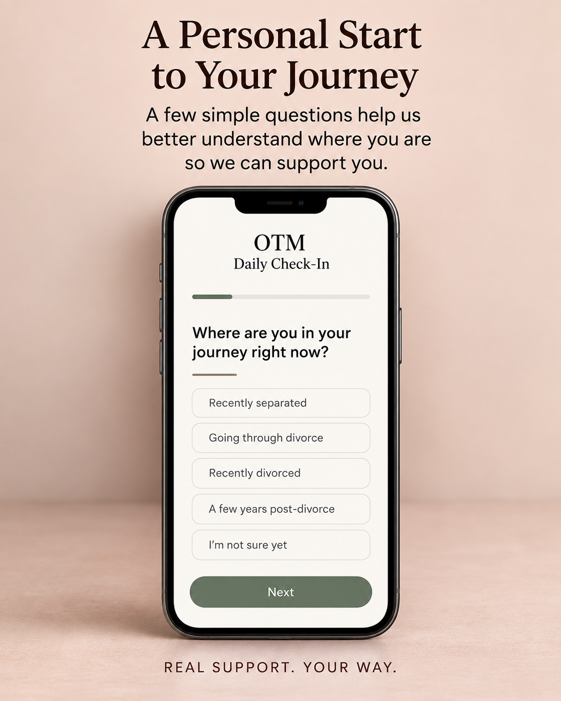 OTM Daily Check-In — Your Daily Divorce Recovery Companion