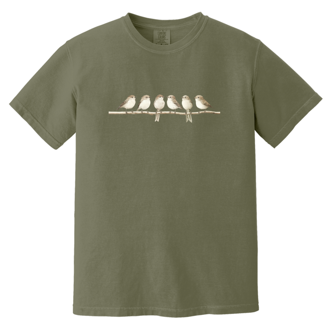 Cute Neutral Birds on Branch Fall Heavyweight Garment-Dyed Comfort Colors T-Shirt