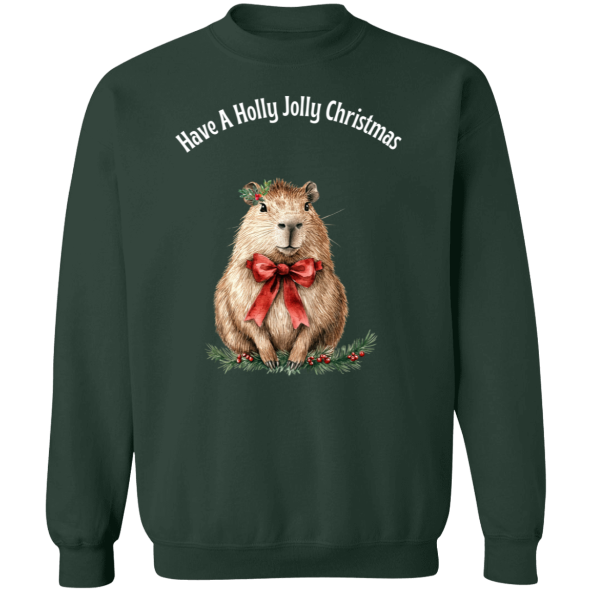 Adorable Festive Capybara, Holly Jolly Christmas, Ladies Soft Sweatshirt