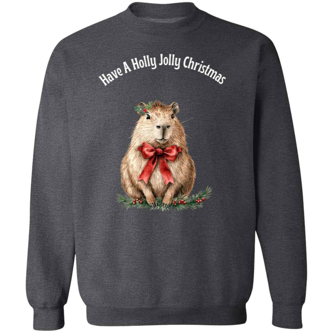 Adorable Festive Capybara, Holly Jolly Christmas, Ladies Soft Sweatshirt