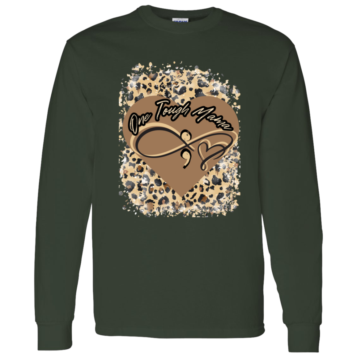 ONE TOUGH MAMA LEAPORD PRINT LADIES L/S TSHIRT