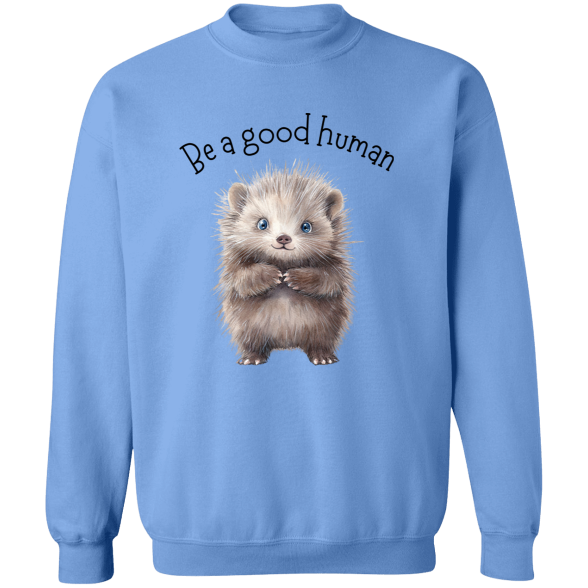 Be A Good Human, Cute Porcupine Cozy Pullover Sweatshirt, Inspirational Spread the Love Shirts, Choose your Color
