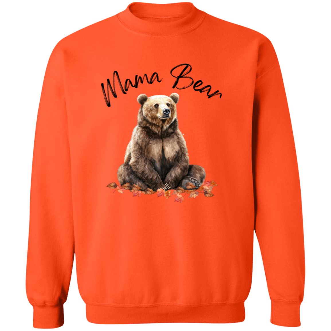 Mama Bear Sitting in Fall Leaves, Cozy Fall Sweatshirt, Choose your color