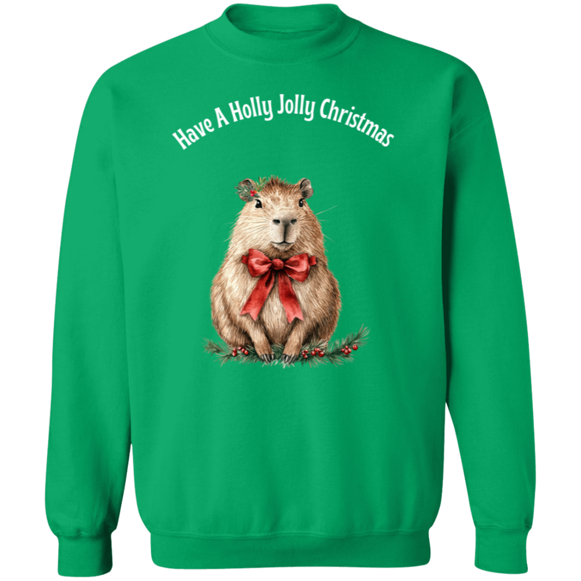 Adorable Festive Capybara, Holly Jolly Christmas, Ladies Soft Sweatshirt
