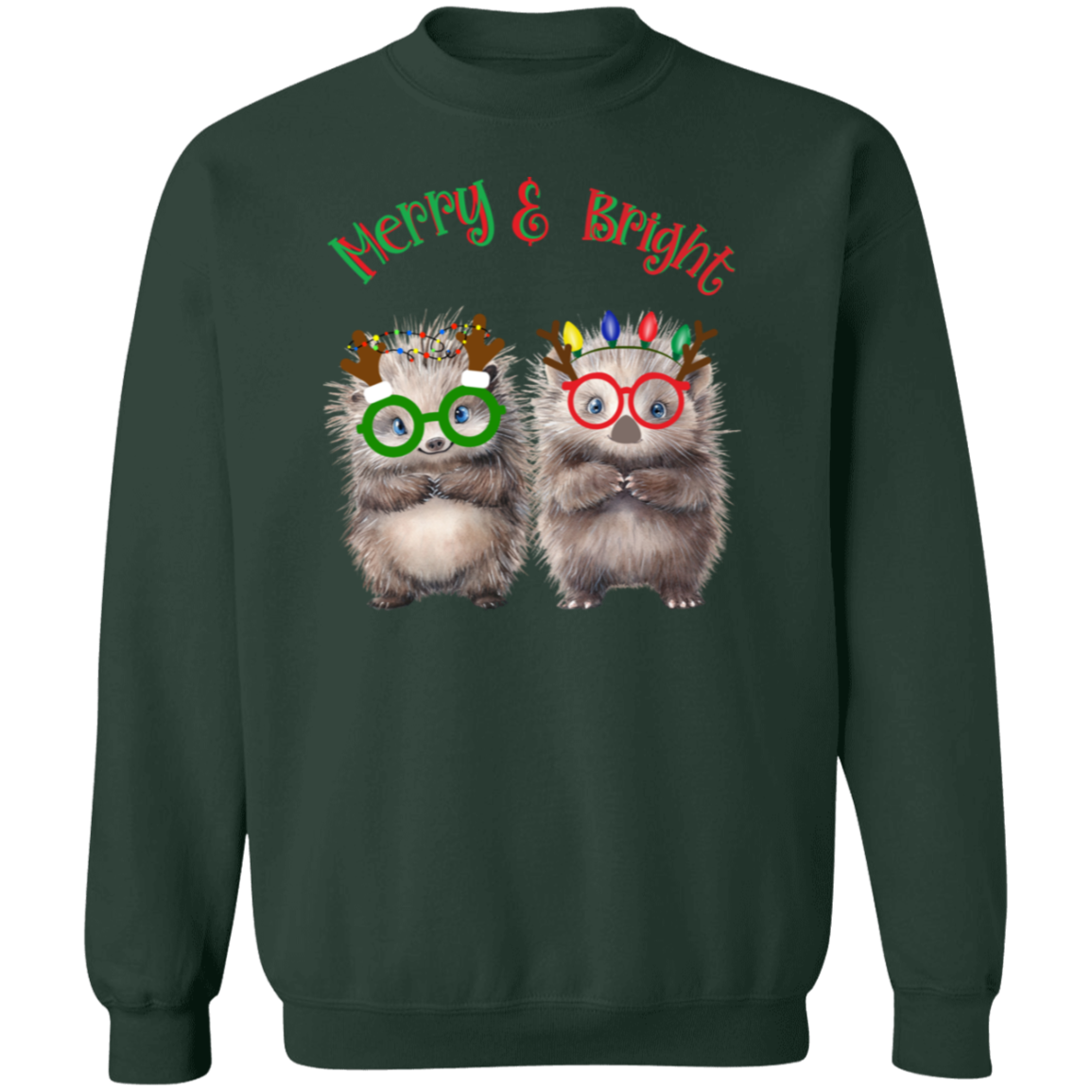 Merry & Bright Festive Cute Porcupine Couple Ladies Soft Pullover Sweatshirt