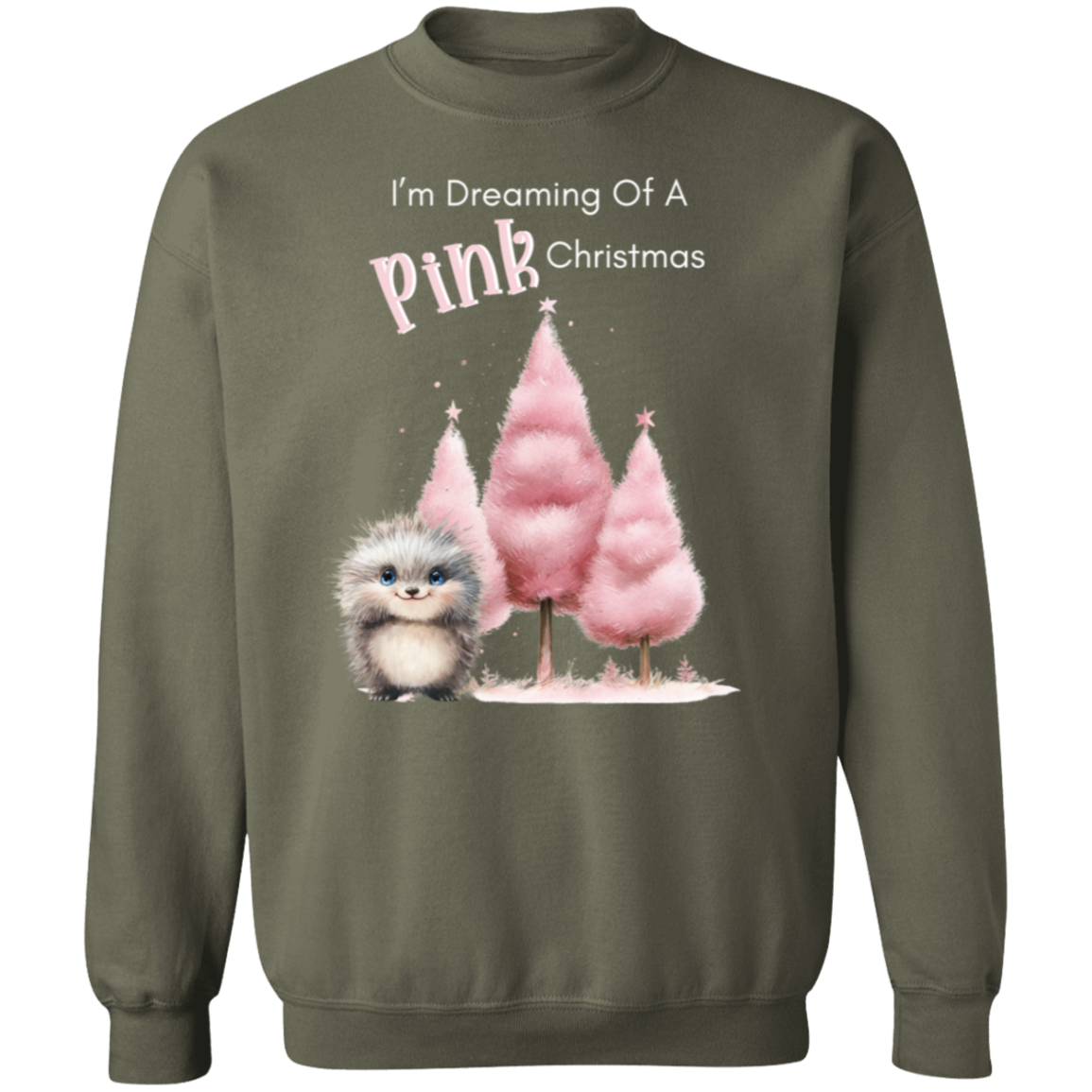 Dreaming Of A Pink Christmas, Porcupine, Ladies Soft Pullover Sweatshirt