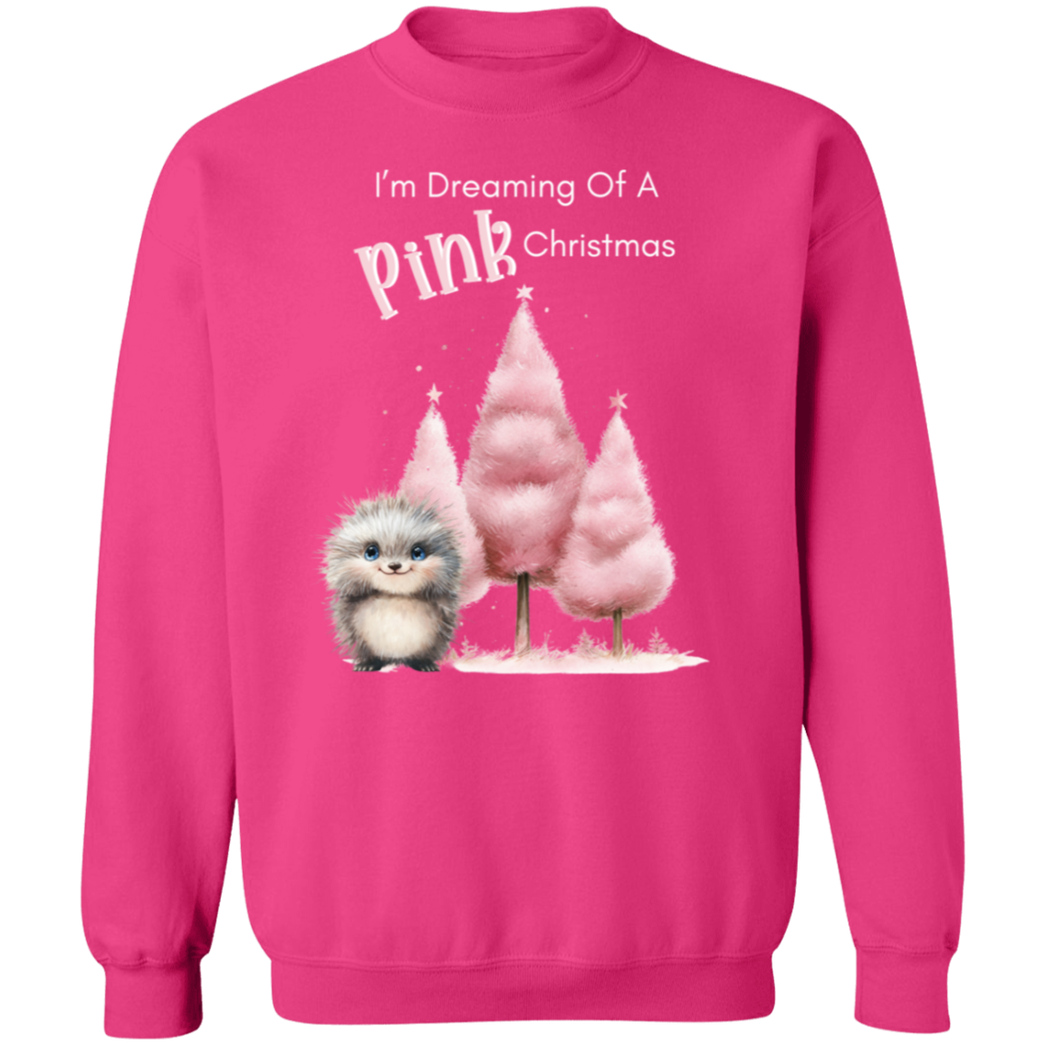 Dreaming Of A Pink Christmas, Porcupine, Ladies Soft Pullover Sweatshirt