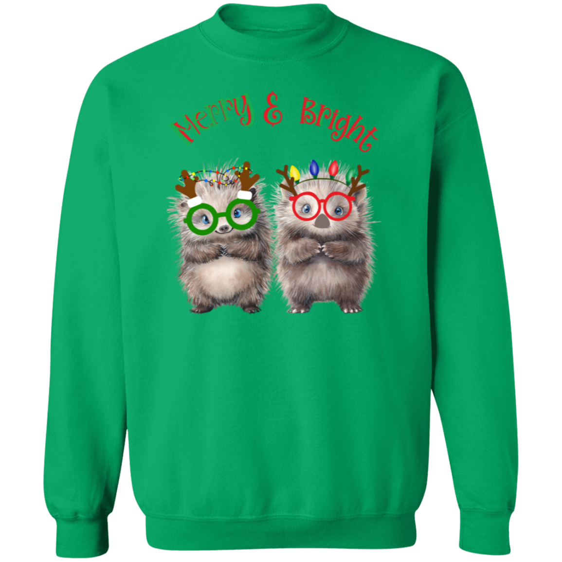 Merry & Bright Festive Cute Porcupine Couple Ladies Soft Pullover Sweatshirt