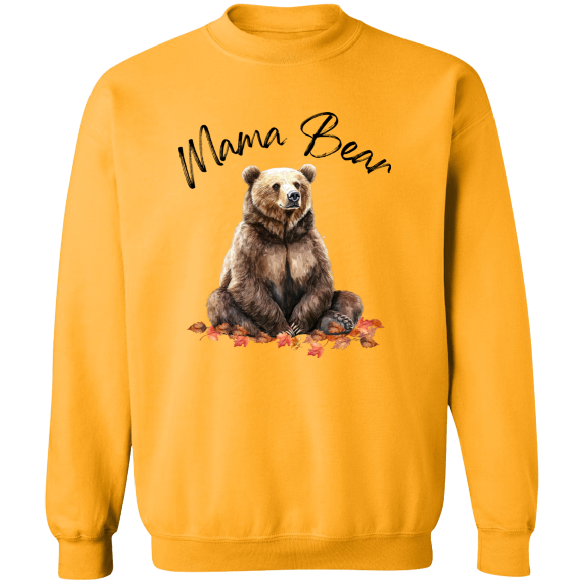 Mama Bear Sitting in Fall Leaves, Cozy Fall Sweatshirt, Choose your color