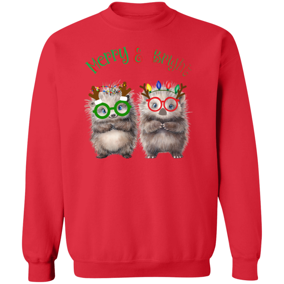 Merry & Bright Festive Cute Porcupine Couple Ladies Soft Pullover Sweatshirt