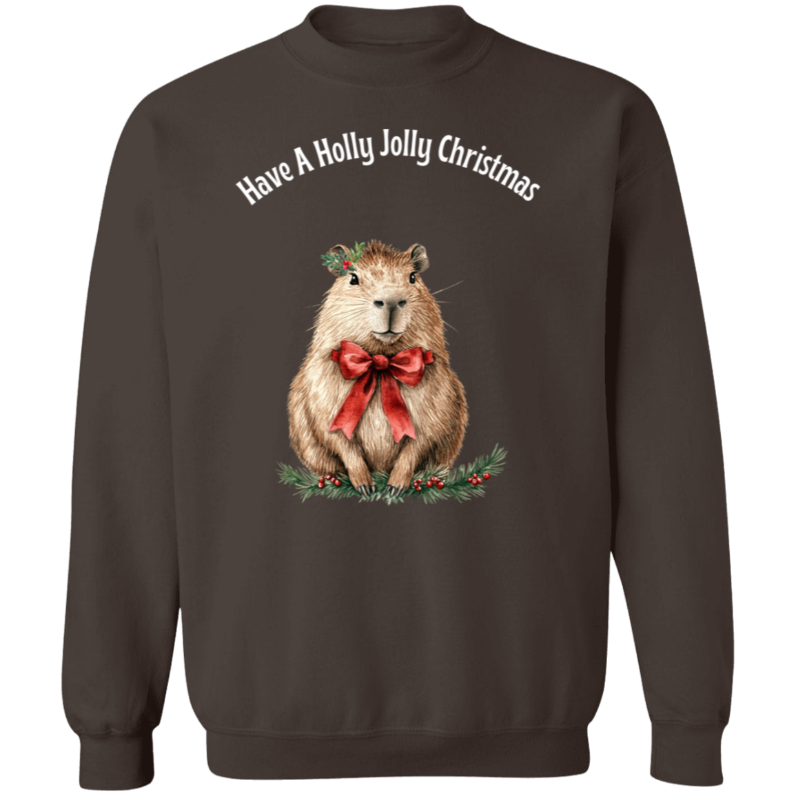 Adorable Festive Capybara, Holly Jolly Christmas, Ladies Soft Sweatshirt