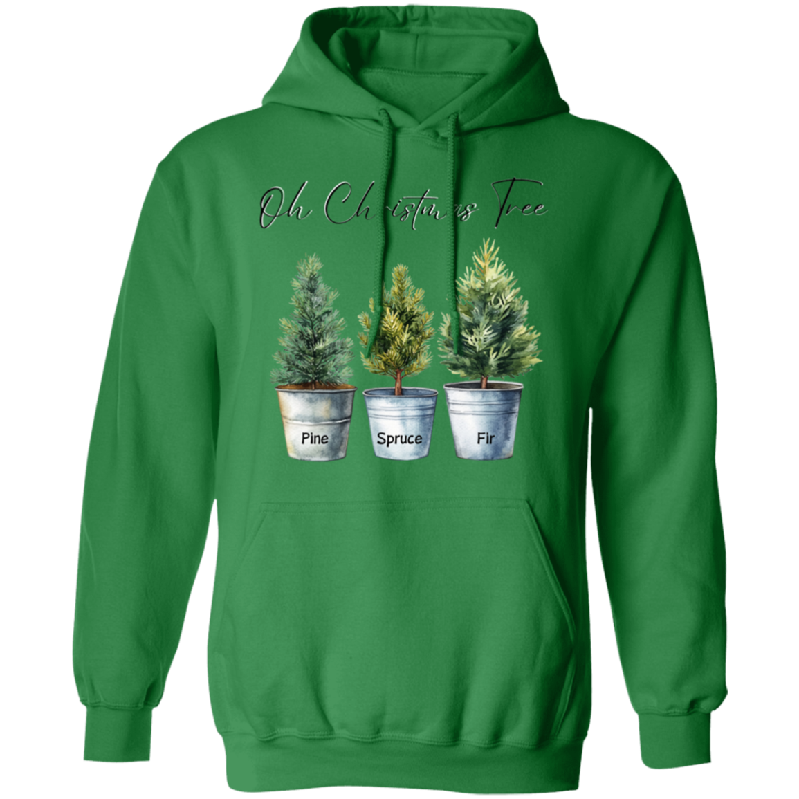 O Christmas Tree Pine Spruce Fir Trees in Tin Buckets Ladies Soft Hoodie, Color Choices