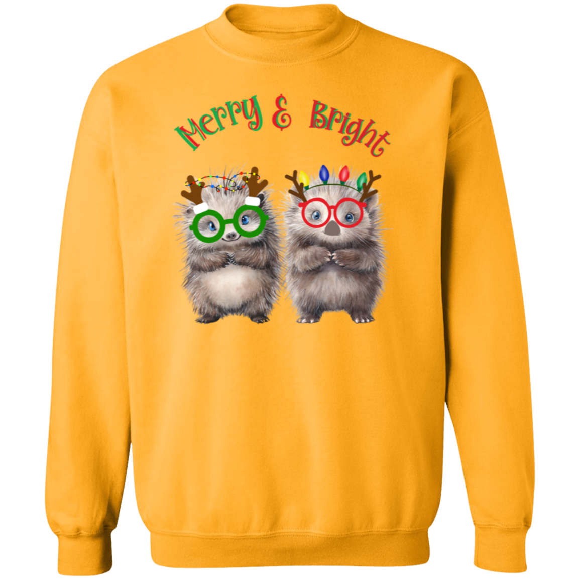 Merry & Bright Festive Cute Porcupine Couple Ladies Soft Pullover Sweatshirt