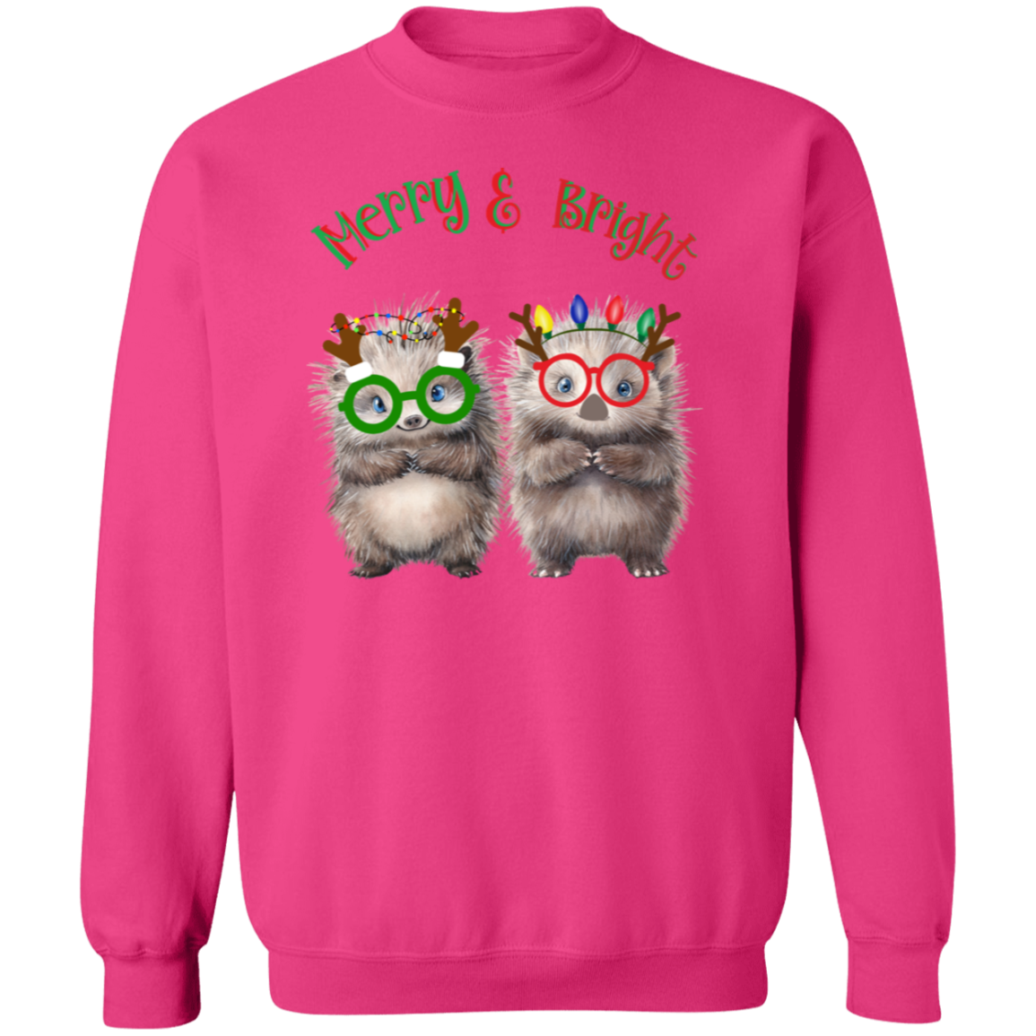 Merry & Bright Festive Cute Porcupine Couple Ladies Soft Pullover Sweatshirt