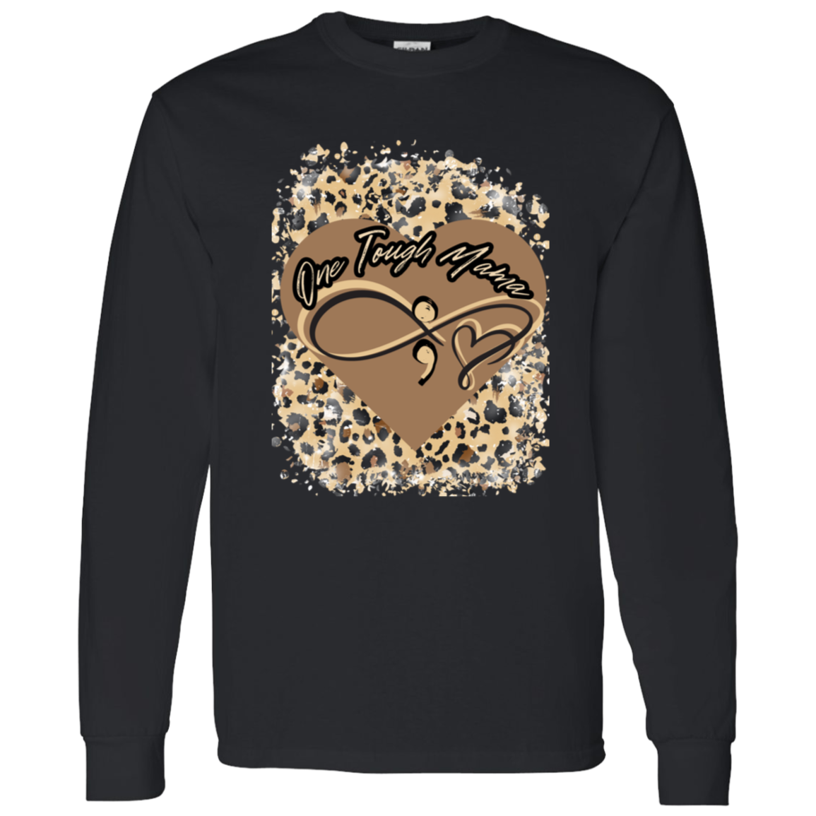 ONE TOUGH MAMA LEAPORD PRINT LADIES L/S TSHIRT