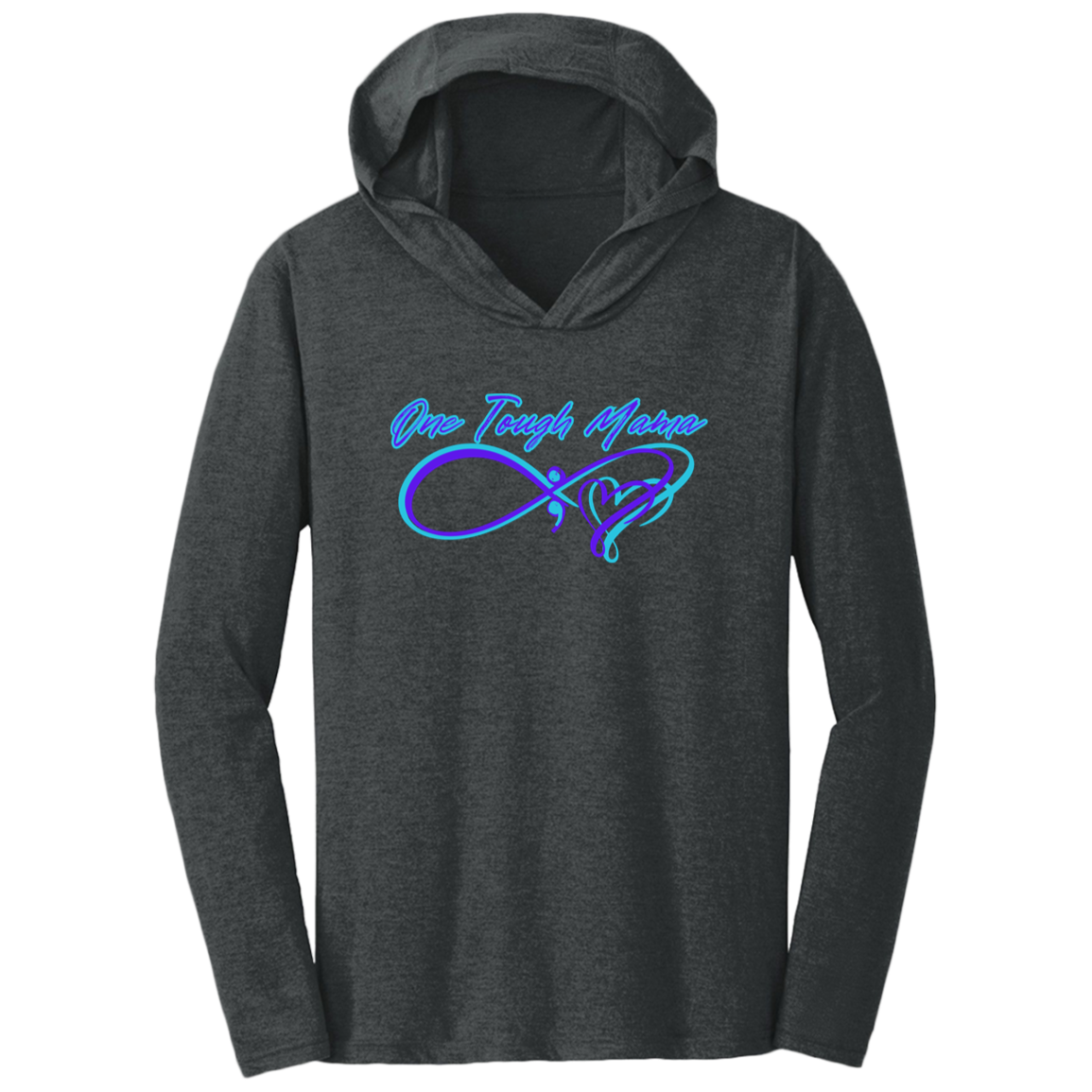 ONE TOUGH MAMA NEON BLUE SOFT L/S HOODED TEE