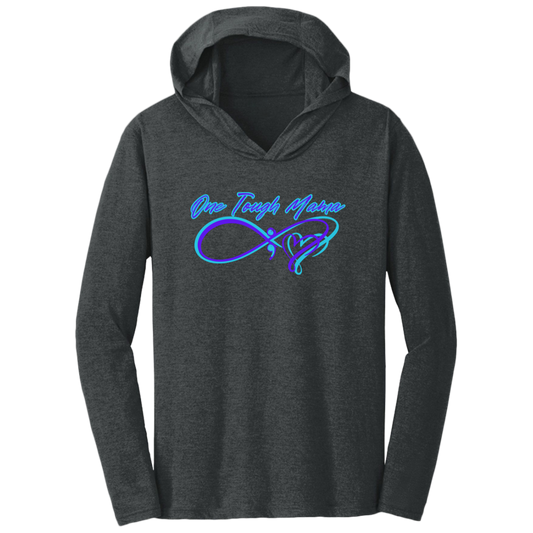 ONE TOUGH MAMA NEON BLUE SOFT L/S HOODED TEE