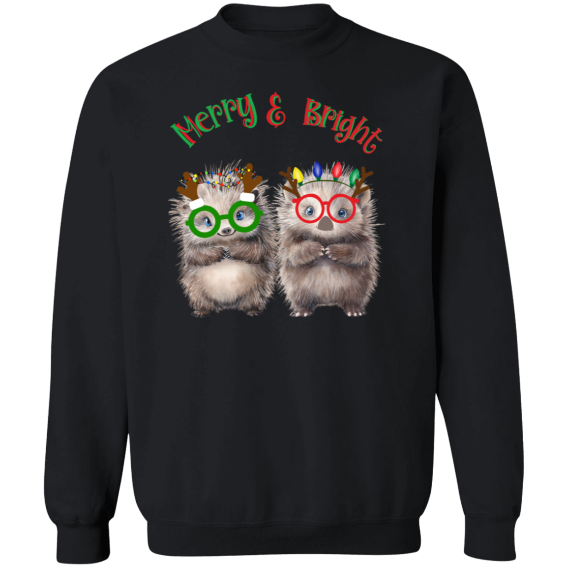 Merry & Bright Festive Cute Porcupine Couple Ladies Soft Pullover Sweatshirt