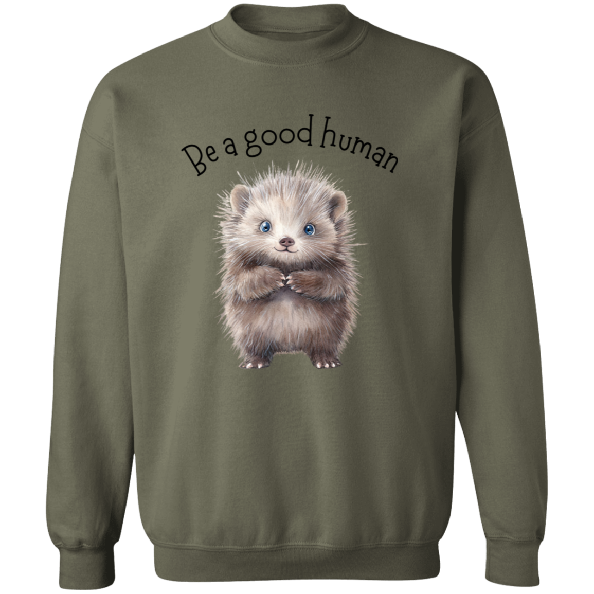 Be A Good Human, Cute Porcupine Cozy Pullover Sweatshirt, Inspirational Spread the Love Shirts, Choose your Color