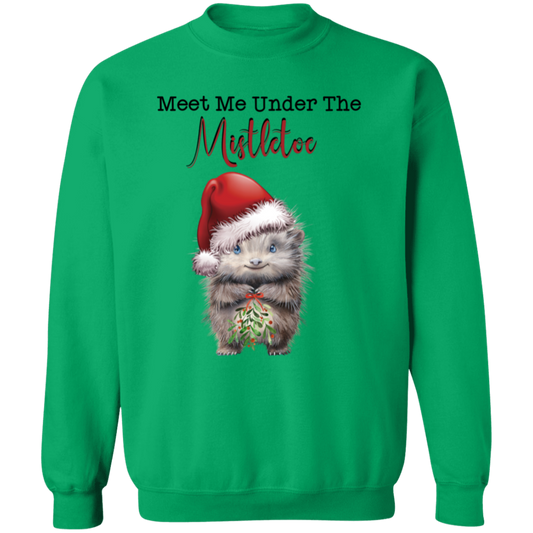 Meet Me Under the Mistletoe Blue Eyed Porcupine Ladies Soft Pullover Sweatshirt
