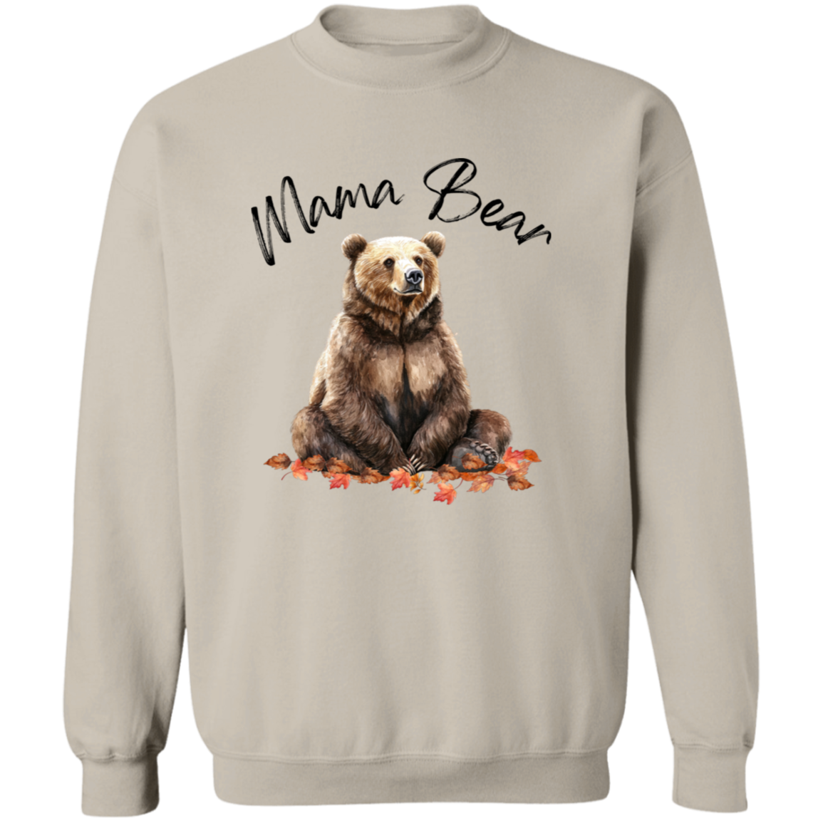 Mama Bear Sitting in Fall Leaves, Cozy Fall Sweatshirt, Choose your color