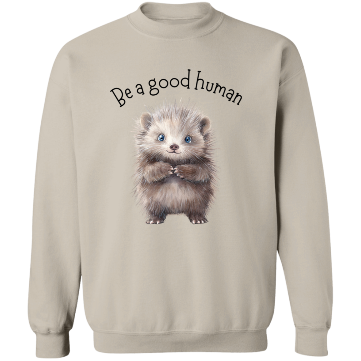 Be A Good Human, Cute Porcupine Cozy Pullover Sweatshirt, Inspirational Spread the Love Shirts, Choose your Color
