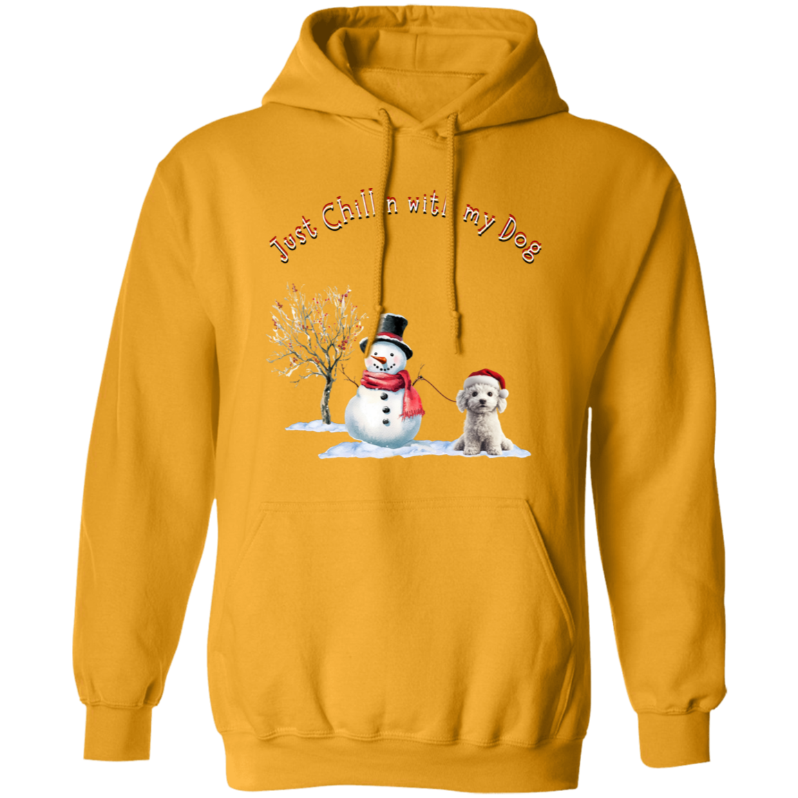 Just Chillin With my Dog Cute Snowman walking Dog, Ladies Cozy Pullover Hoodie