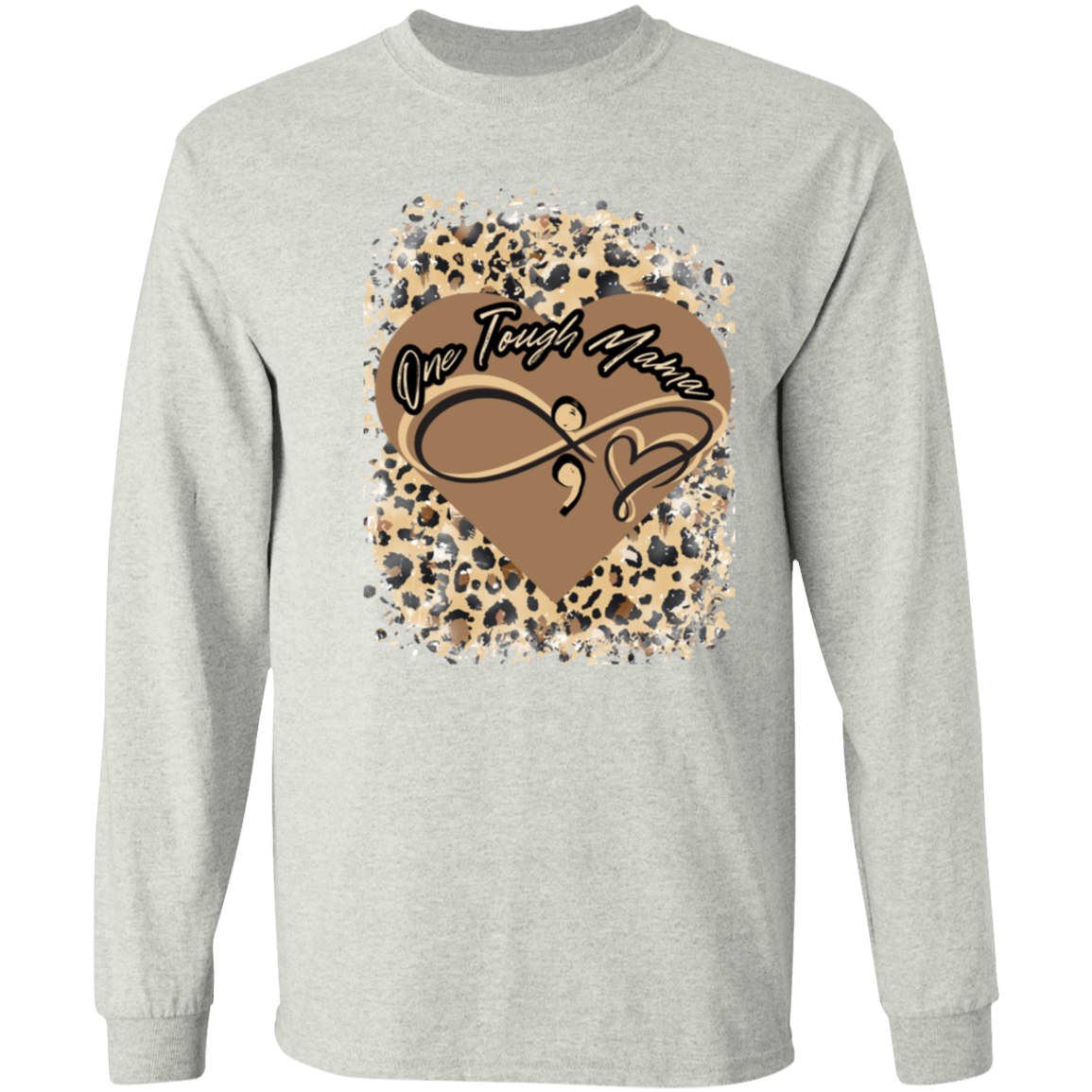 ONE TOUGH MAMA LEAPORD PRINT LADIES L/S TSHIRT