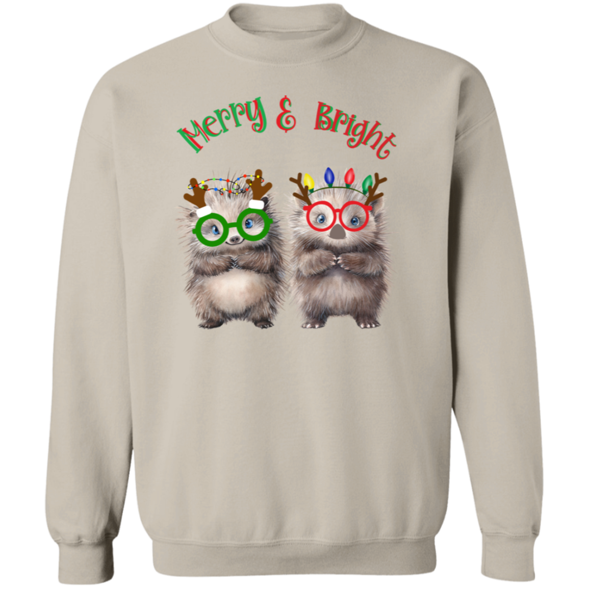 Merry & Bright Festive Cute Porcupine Couple Ladies Soft Pullover Sweatshirt