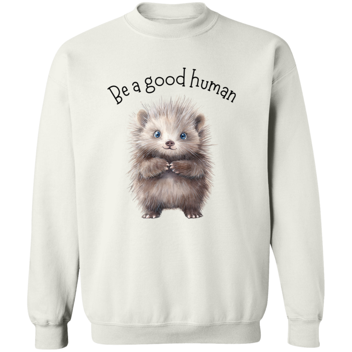 Be A Good Human, Cute Porcupine Cozy Pullover Sweatshirt, Inspirational Spread the Love Shirts, Choose your Color