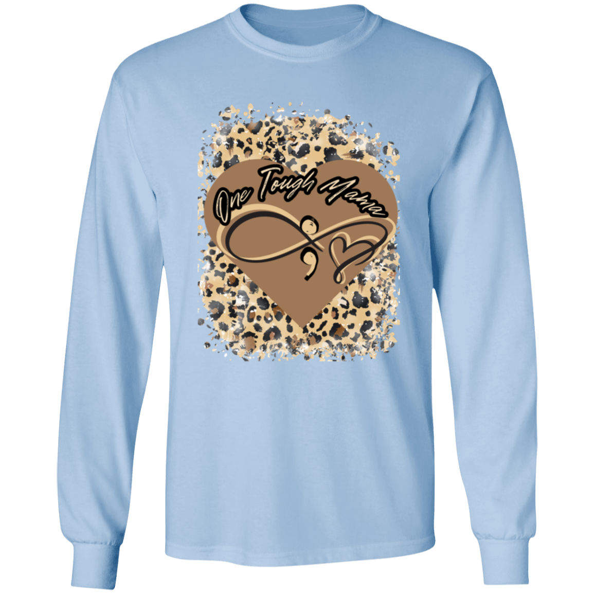 ONE TOUGH MAMA LEAPORD PRINT LADIES L/S TSHIRT