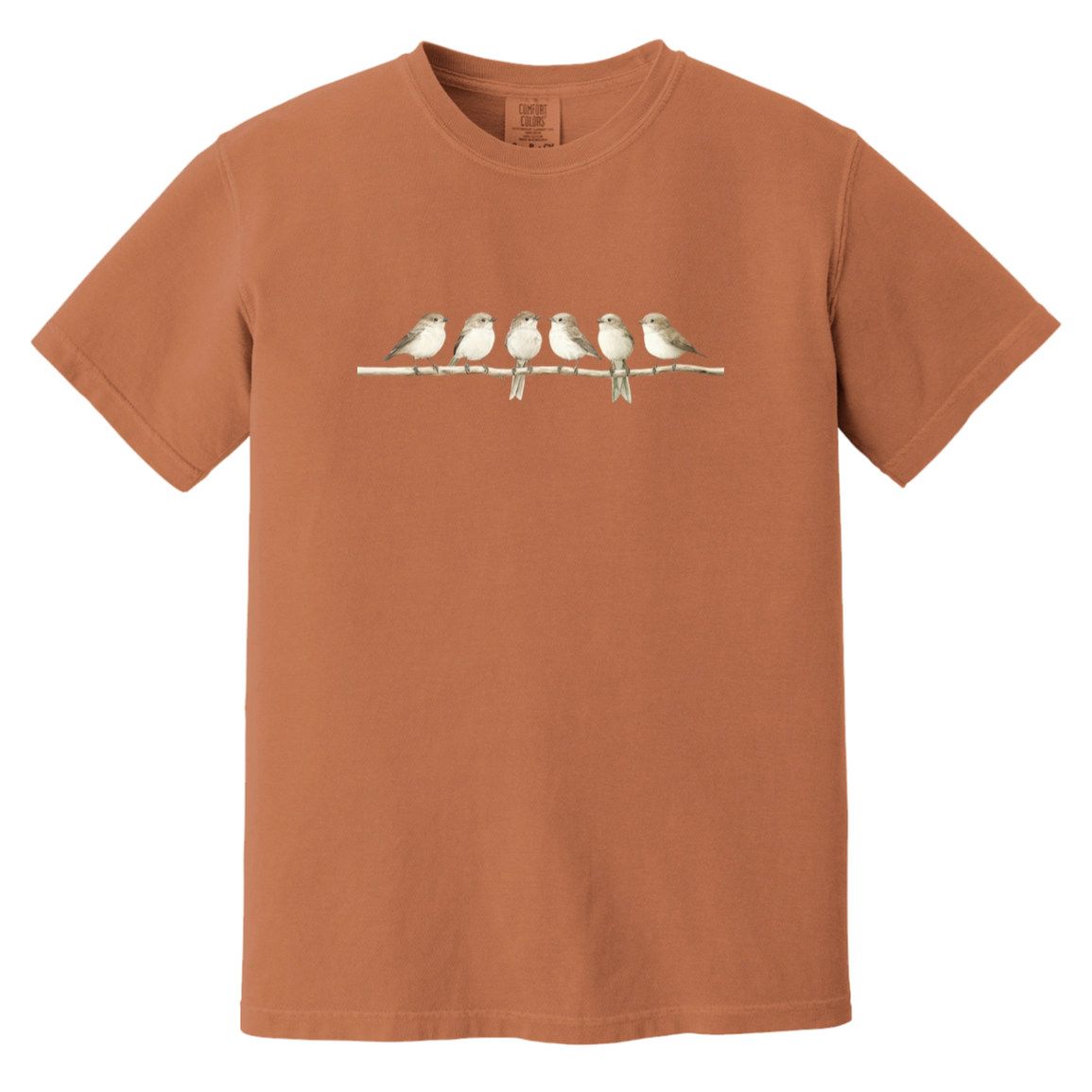 Cute Neutral Birds on Branch Fall Heavyweight Garment-Dyed Comfort Colors T-Shirt
