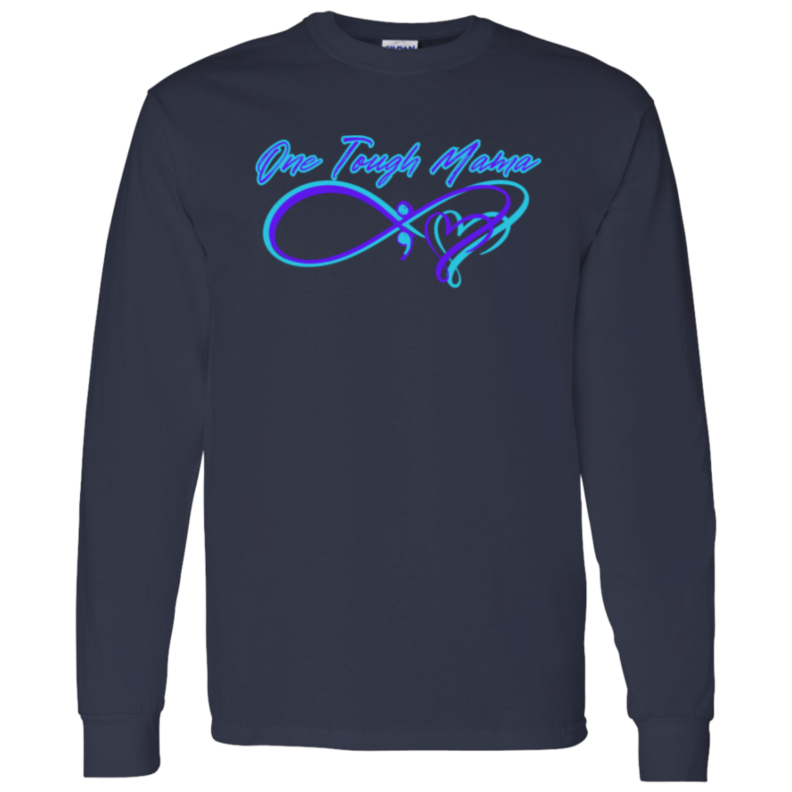 ONE TOUGH MAMA NEON BLUE LOGO SOFT L/S TSHIRT