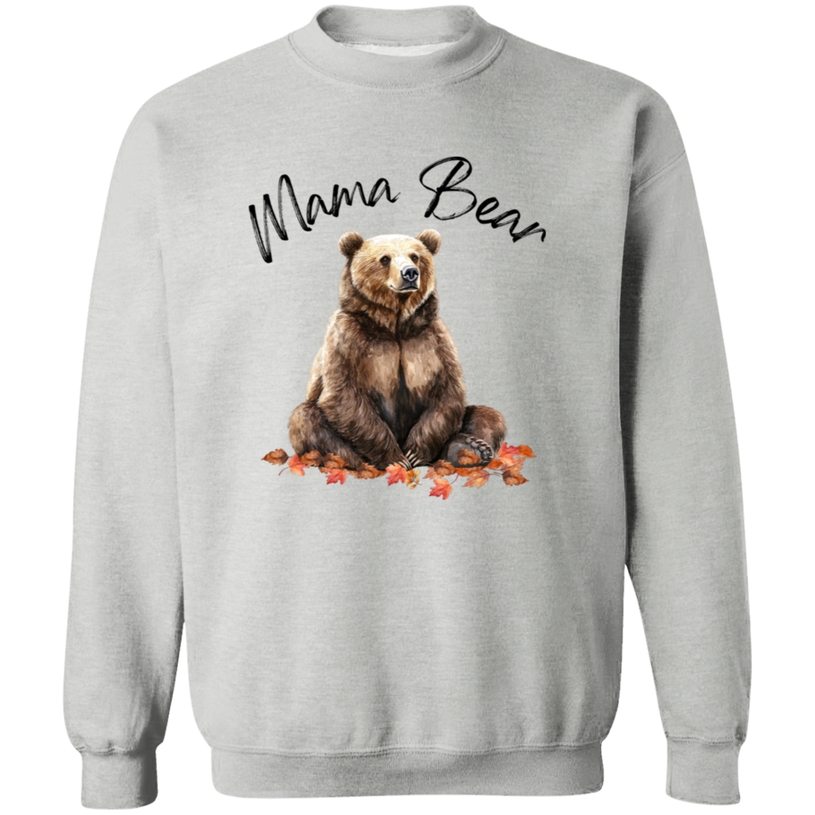 Mama Bear Sitting in Fall Leaves, Cozy Fall Sweatshirt, Choose your color