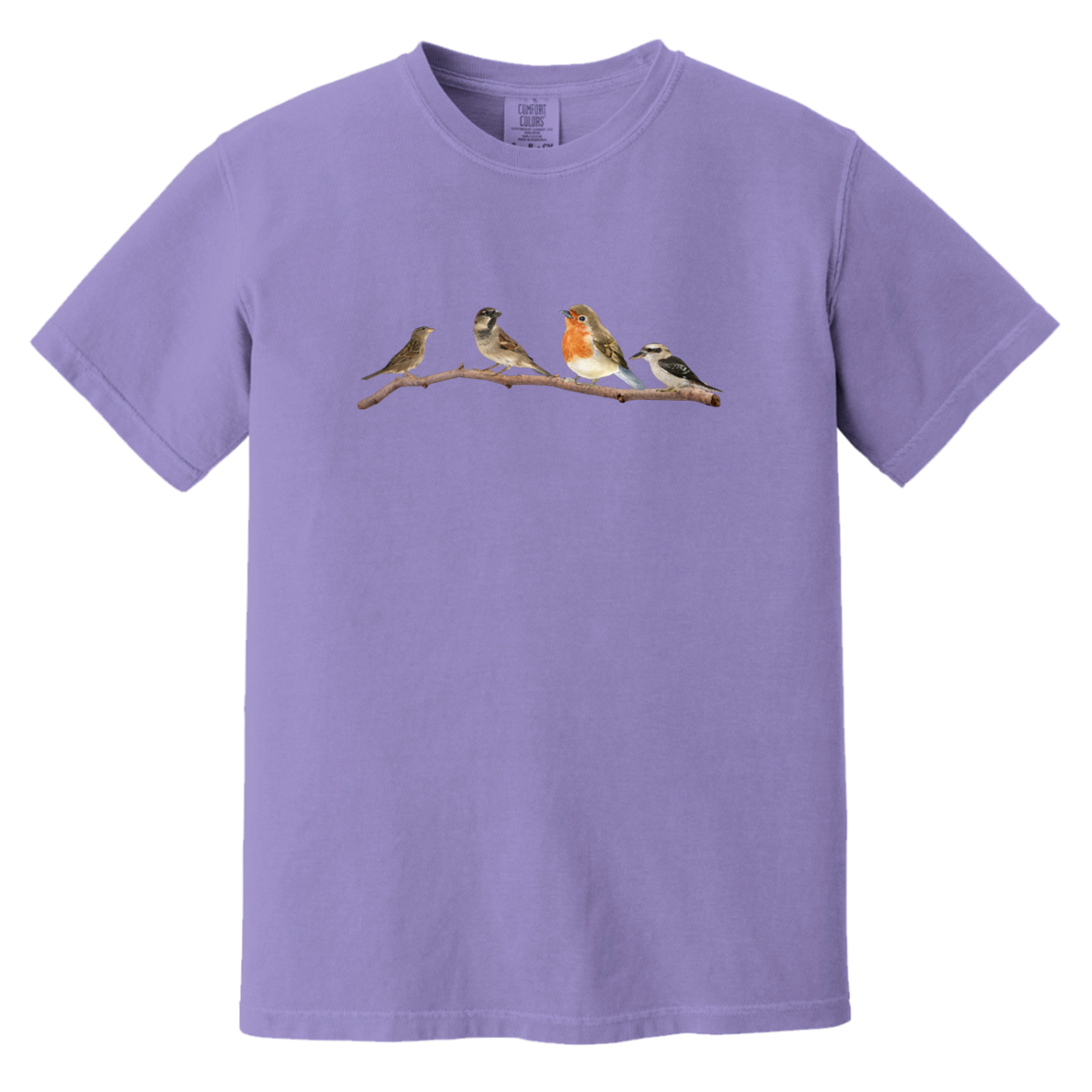 Birds On A Branch Watercolor Garment Dyed Heavyweight Comfort Colors Tshirts Fall Colors