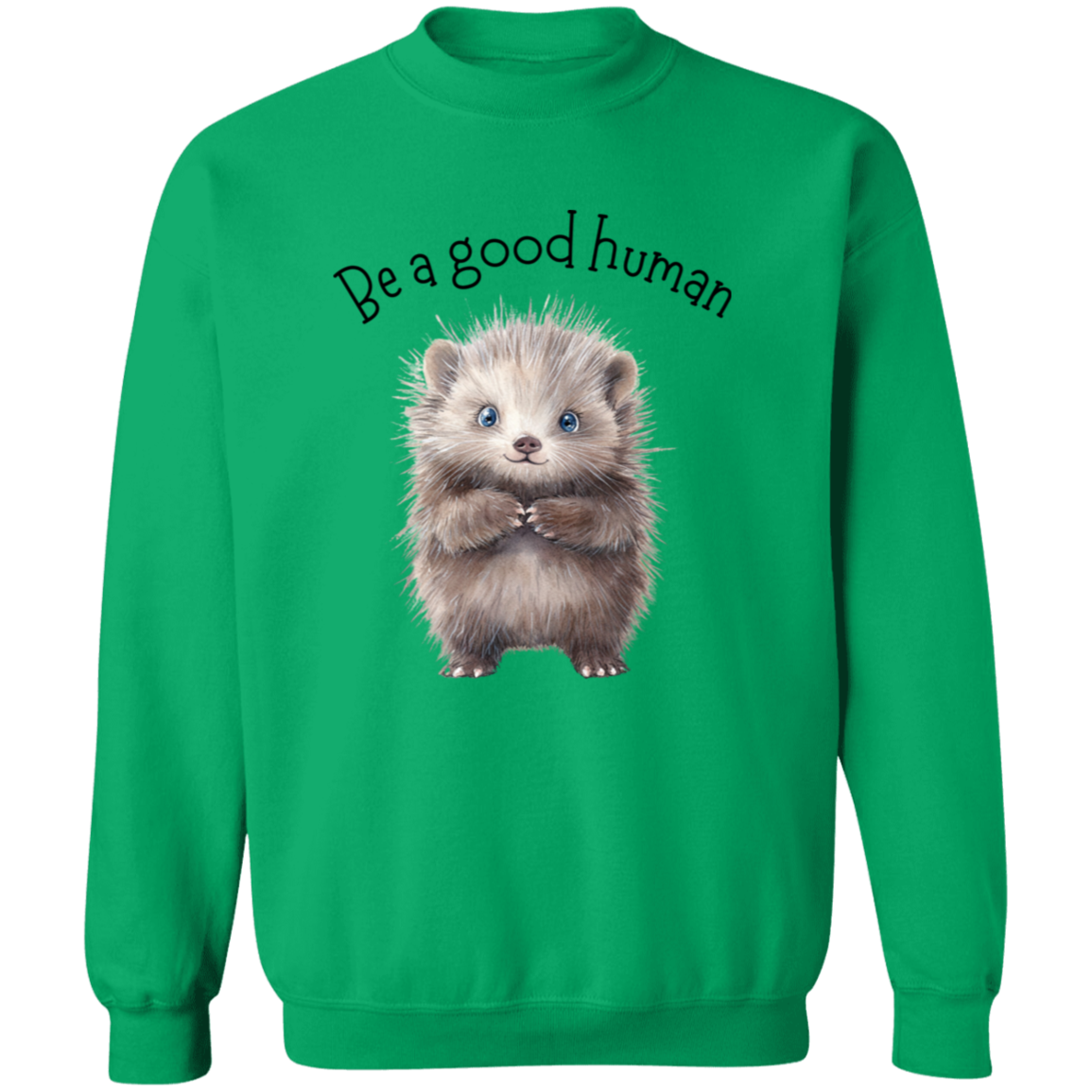 Be A Good Human, Cute Porcupine Cozy Pullover Sweatshirt, Inspirational Spread the Love Shirts, Choose your Color