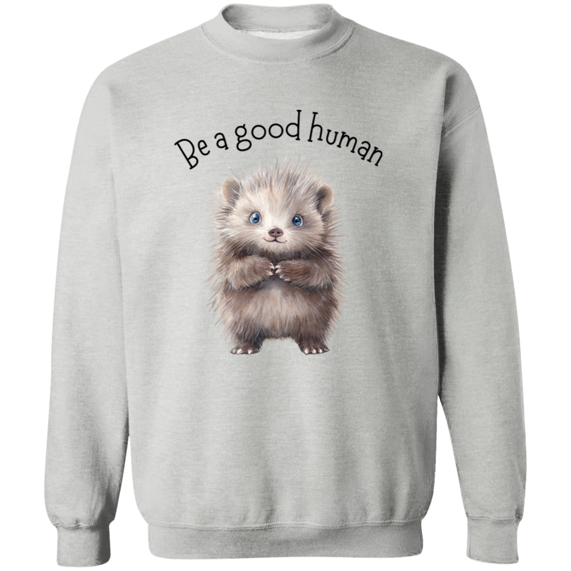 Be A Good Human, Cute Porcupine Cozy Pullover Sweatshirt, Inspirational Spread the Love Shirts, Choose your Color