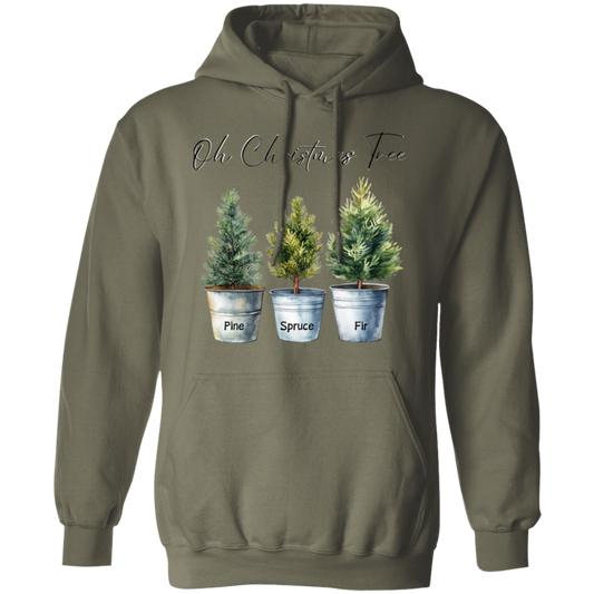 O Christmas Tree Pine Spruce Fir Trees in Tin Buckets Ladies Soft Hoodie, Color Choices